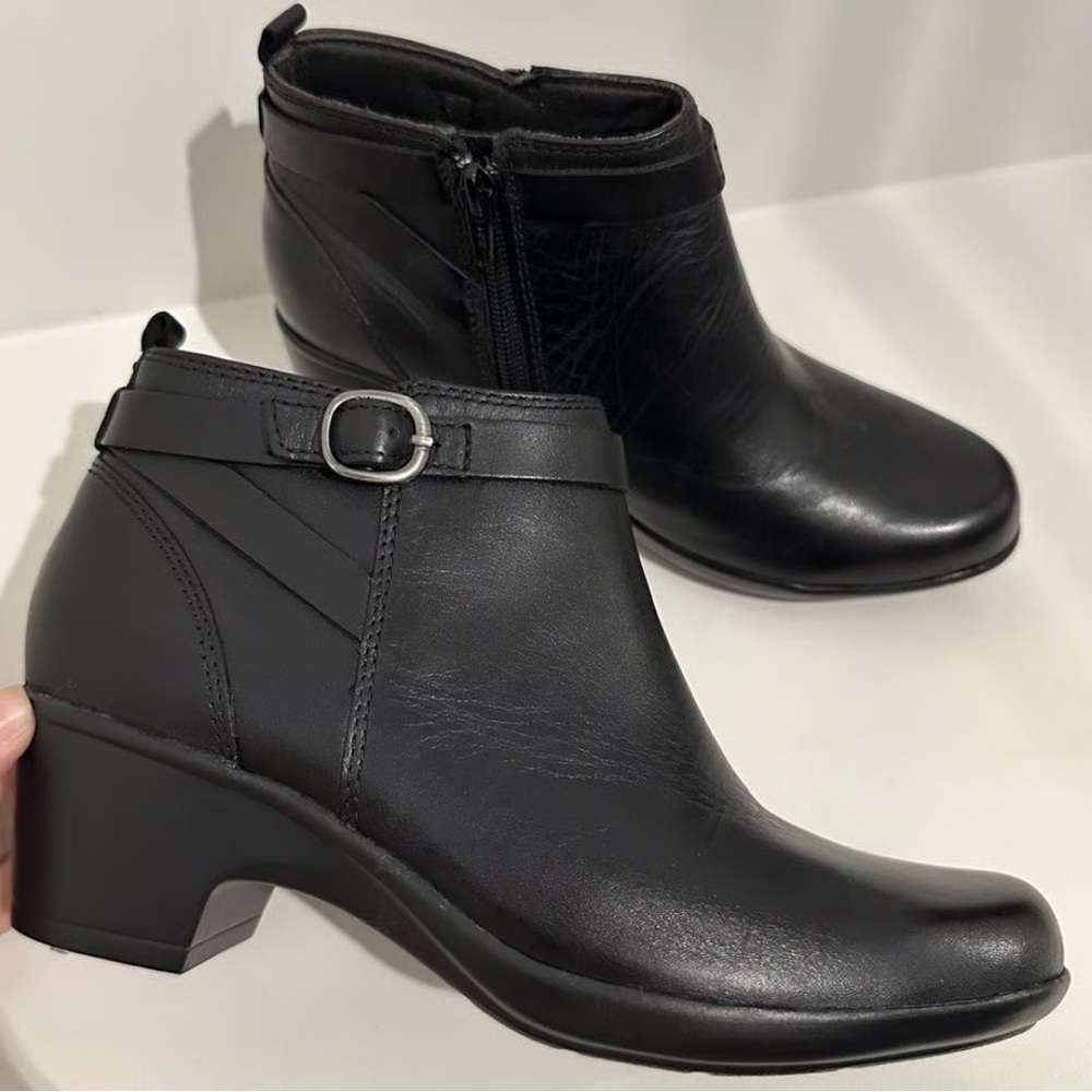 Clarks Black Ankle Booties with Buckle - Picture 1 of 11